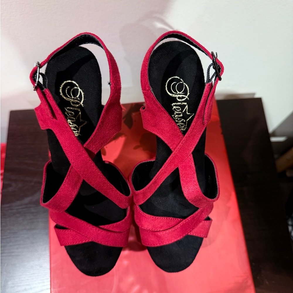 Pleaser Flamingo FLAM831FS Red Faux Suede Size 7 - Picture 10 of 10